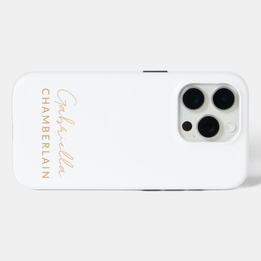 Gouden Monogram | Modern Minimaal Wit Case-Mate iPhone Case (Achterkant (horizontaal))