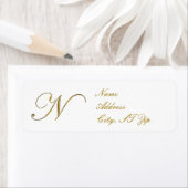 Gouden Monogram N Adreslabels Etiket (Insitu)