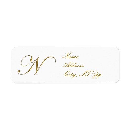 Gouden Monogram N Adreslabels Etiket (Voorkant)