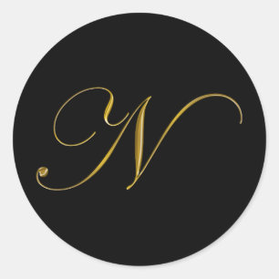 Gouden Monogram N Envelop Seal Label Sticker