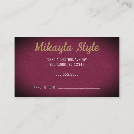 Gouden Monogram op getextureerde Bourgondische ach Visitekaartje (Achterkant)