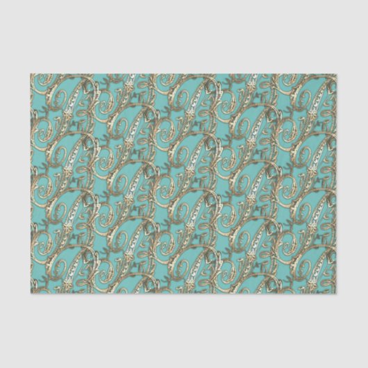   Gouden Monogram R-Weefseldocument Tissuepapier (Voorkant)