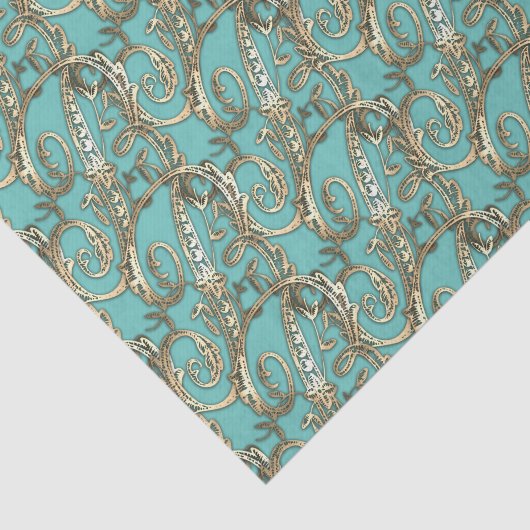 Gouden Monogram R-Weefseldocument Tissuepapier (Detail)