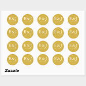 Gouden Monogram Ronde Sticker (Vel)