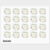Gouden Monogram Rozen Garland Floral Vierkante Sticker (Vel)