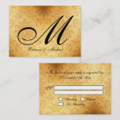  gouden monogram RSVP-kaart Informatiekaartje (Voorkant / Achterkant)