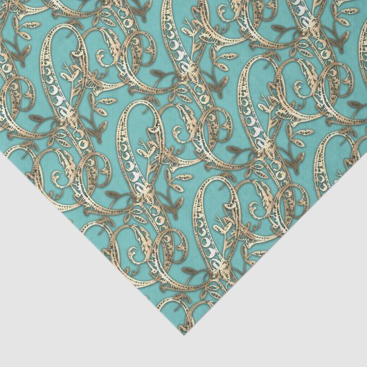   Gouden Monogram S-Weefseldocument Tissuepapier (Detail)