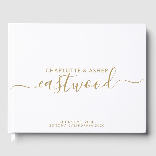 Gouden Monogram Schrift Naam Gastenboek (Voorkant)