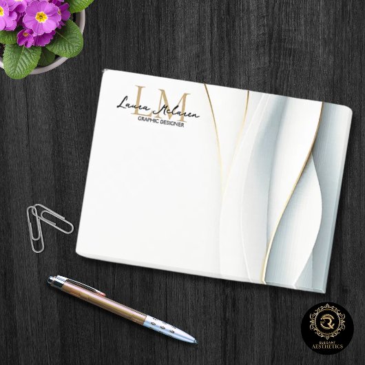 Gouden Monogram Schrift Naam Professioneel Post-it® Notes