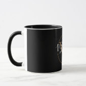 Gouden Monogram Script Naam Elegante Zwarte Mok (Links)