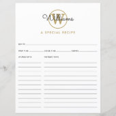 Gouden Monogram Script Naam Receptkaart (Voorkant)