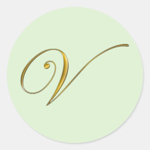 Gouden Monogram V Enveloppe Zegellabel Sticker