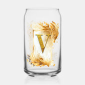 Gouden Monogram V Versierd Lijst Blikvorm Glas (Achterkant)