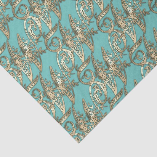 Gouden Monogram W-Weefseldocument Tissuepapier (Detail)