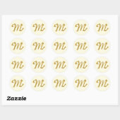 Gouden monogramletter M met bloemdetails crème Ronde Sticker (Vel)