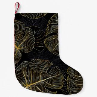 Gouden monstera bladeren, romantisch naadloos bloe kleine kerstsok