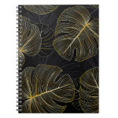 Gouden monstera bladeren, romantisch naadloos bloe notitieboek (Voorkant)