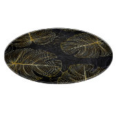 Gouden monstera bladeren, romantisch naadloos bloe snijplank (Hoek)