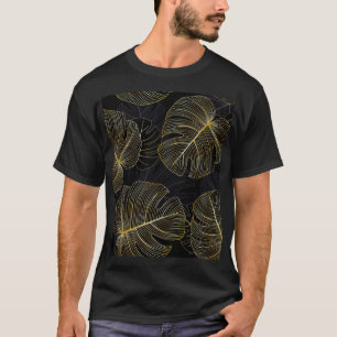 Gouden monstera bladeren, romantisch naadloos bloe t-shirt