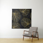 Gouden monstera bladeren, romantisch naadloos bloe wandkleed (In Situ (horizontaal))