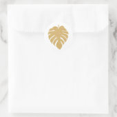 Gouden Monstera Print Ronde Sticker (Tas)
