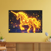 Gouden mooie eenhoorn gloed schattige magische neo canvas afdruk (Insitu (Woonkamer))