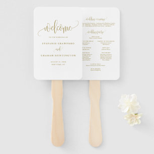 Gouden mooie kalligrafie script huwelijksprogramma handwaaier