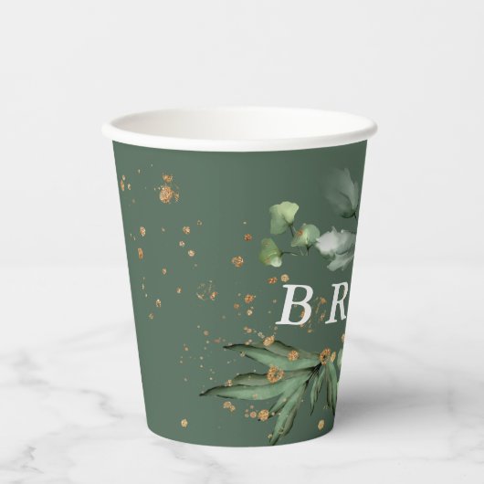 Gouden Mos Eucalyptus Modern Abstract Bruidsdouche Papieren Bekers (Voorkant)