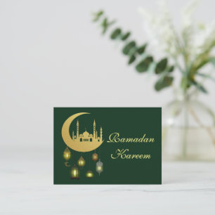 Gouden Moskee op de Maan Eid Mubarak Kaart Notitiekaartje