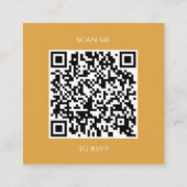 Gouden mosterd QR code typografie RSVP Informatiekaartje (Achterkant)