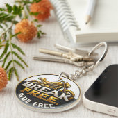 Gouden Motorfiets Embleem met Vette Tekst Sleutelhanger (Voorkant Rechts)