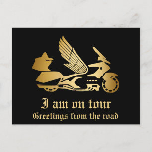Gouden motorfiets gouden gouden groet briefkaart