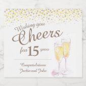 Gouden Mousserende Wijn 15e verjaardag op maat Sparkling Wijnetiket (Enkel label)