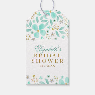 Gouden Munt Bloemige Blad Bruiloftsshower Cadeauta Cadeaulabel