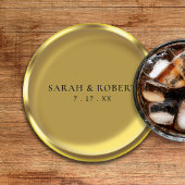 Gouden Munt Elegante Luxe Bruiloft Ronde Kartonnen Onderzetter