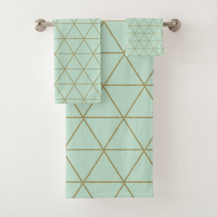 Gouden Munt Geometrische Driehoeken Boho Glam Mini Bad Handdoek