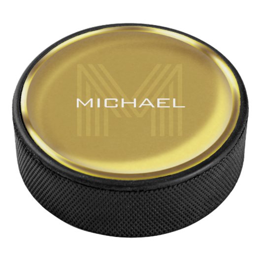 Gouden Munt Naam Monogram Initiaal Hockey Puck (3/4)