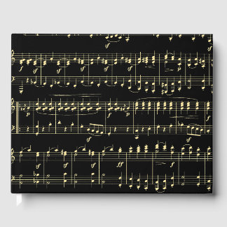 Gouden muziek op zwart gastenboek