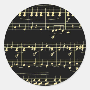Gouden muziek op zwart ronde sticker