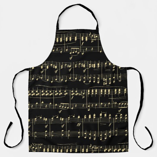 Gouden muziek op zwart schort (Voorkant)
