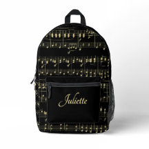 Gouden Muziek op Zwart Script Naam Front