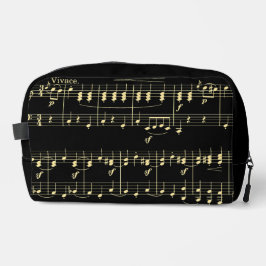 Gouden muziek op zwart toilettasje