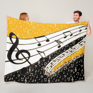 Gouden muziek thema fleece deken
