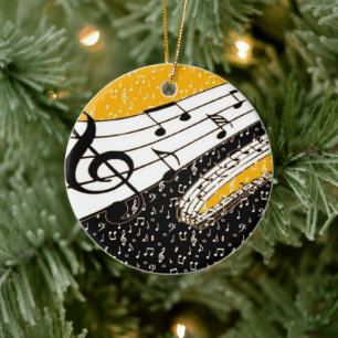 Gouden muziek thema keramisch ornament