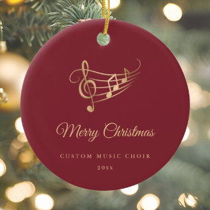 Gouden muzieknoten Elegant script Kerstmis Keramisch Ornament
