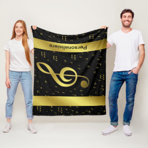 gouden muzieknoten fleece deken