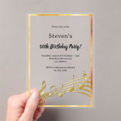 Gouden muzieknoten verjaardagsklaar acryl uitnodigingen (Insitu (Draagbaar))
