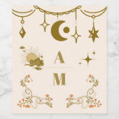  gouden mystieke botanische bruiloft wijn etiket (Enkel label)