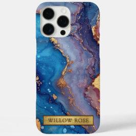 Gouden Naam Abstract Modern Blauw Paarse Roze Chic iPhone 16 Pro Max Hoesje