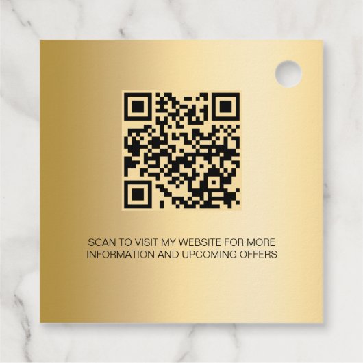 Gouden naam bedrijf logo QR code hang label (Achterkant)